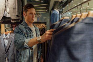 man finding clothes