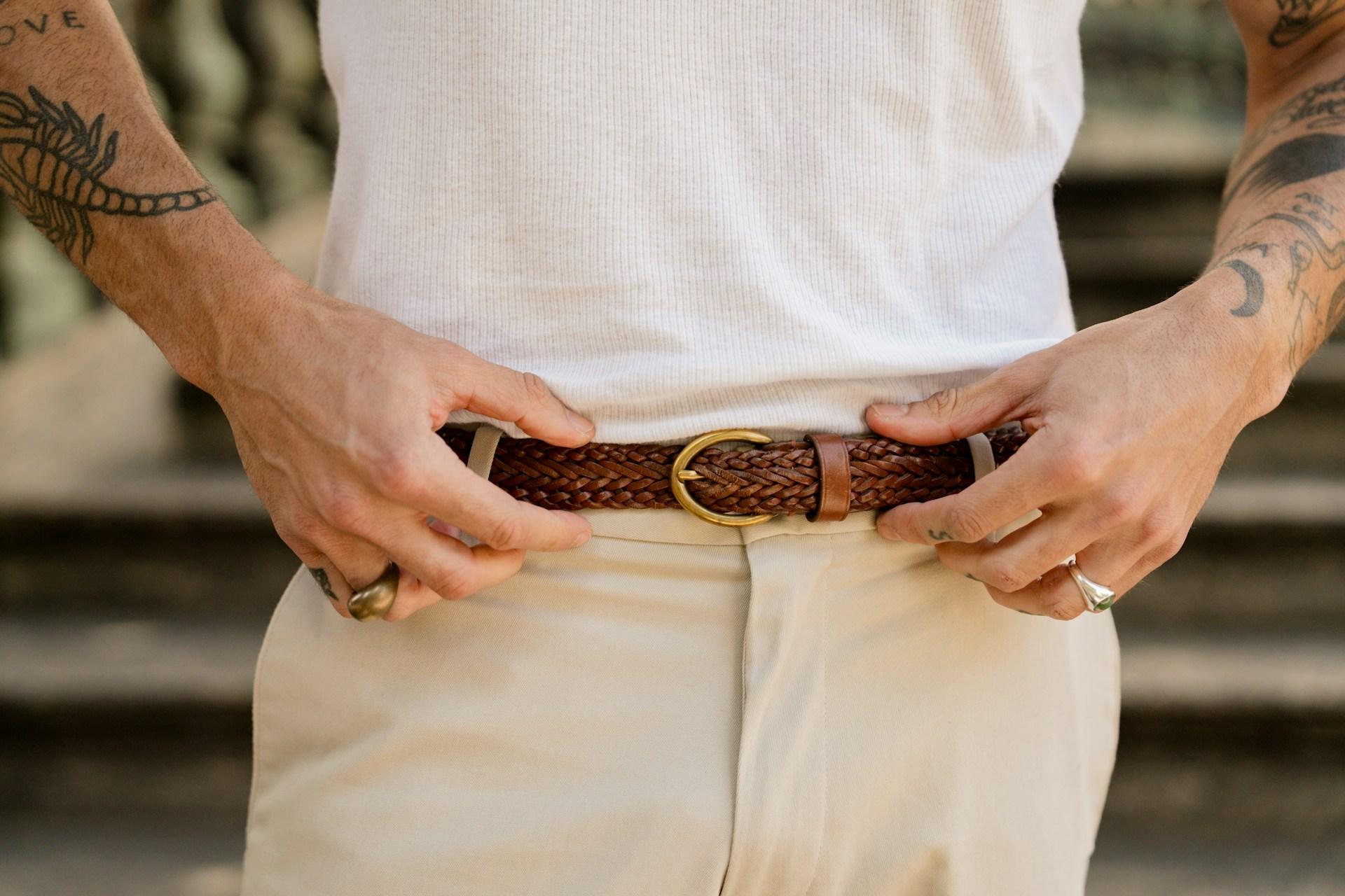 man wearing a belt