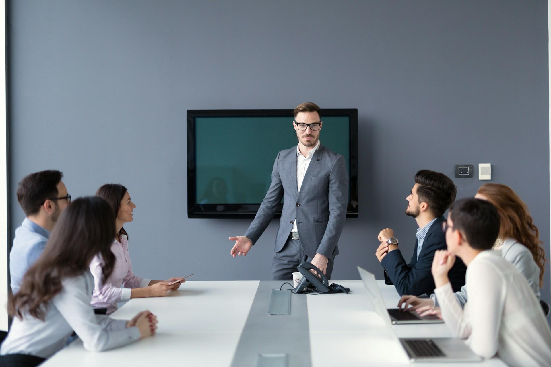 man presenting